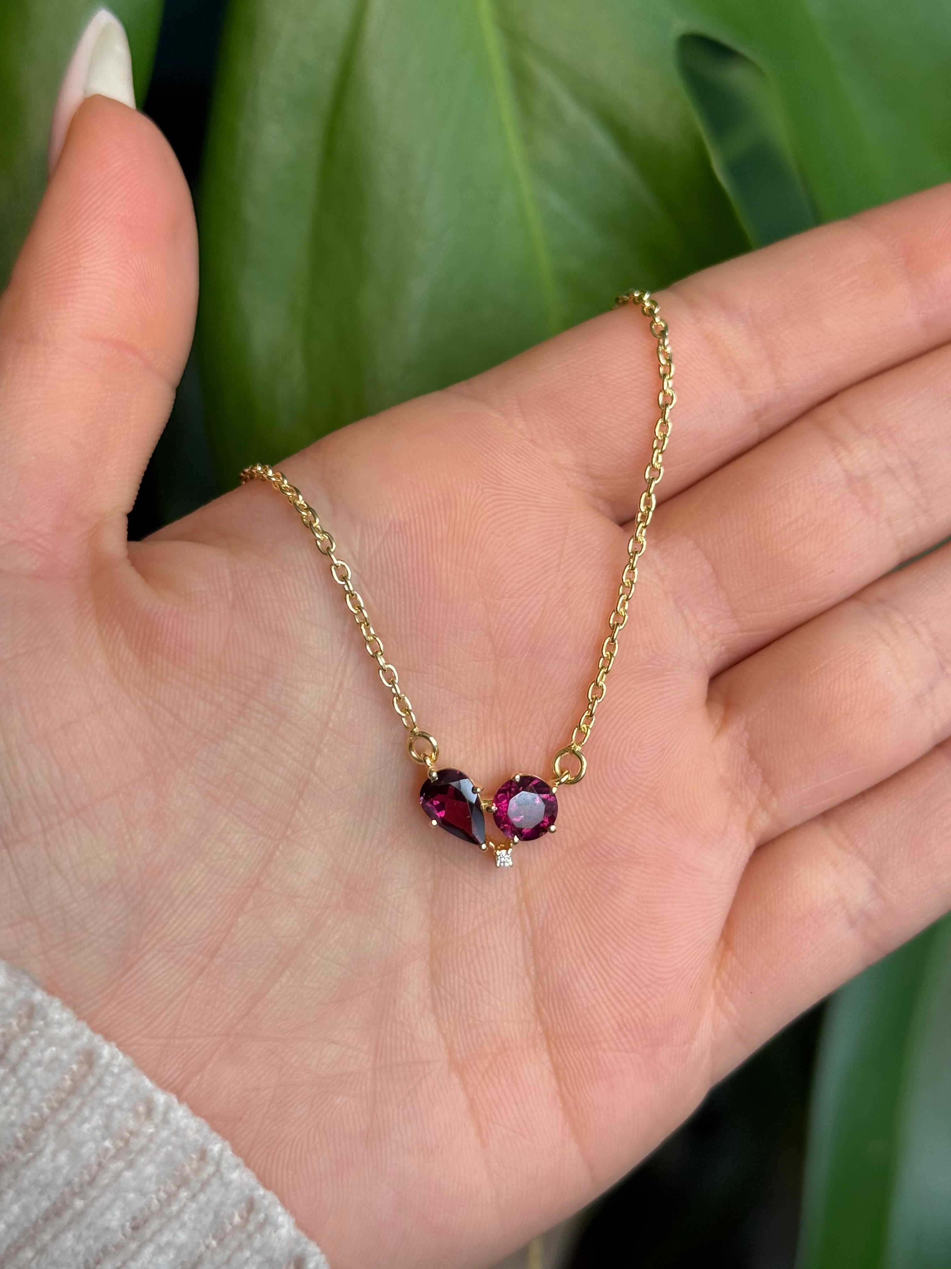 Collana Pendant Granato rodolite